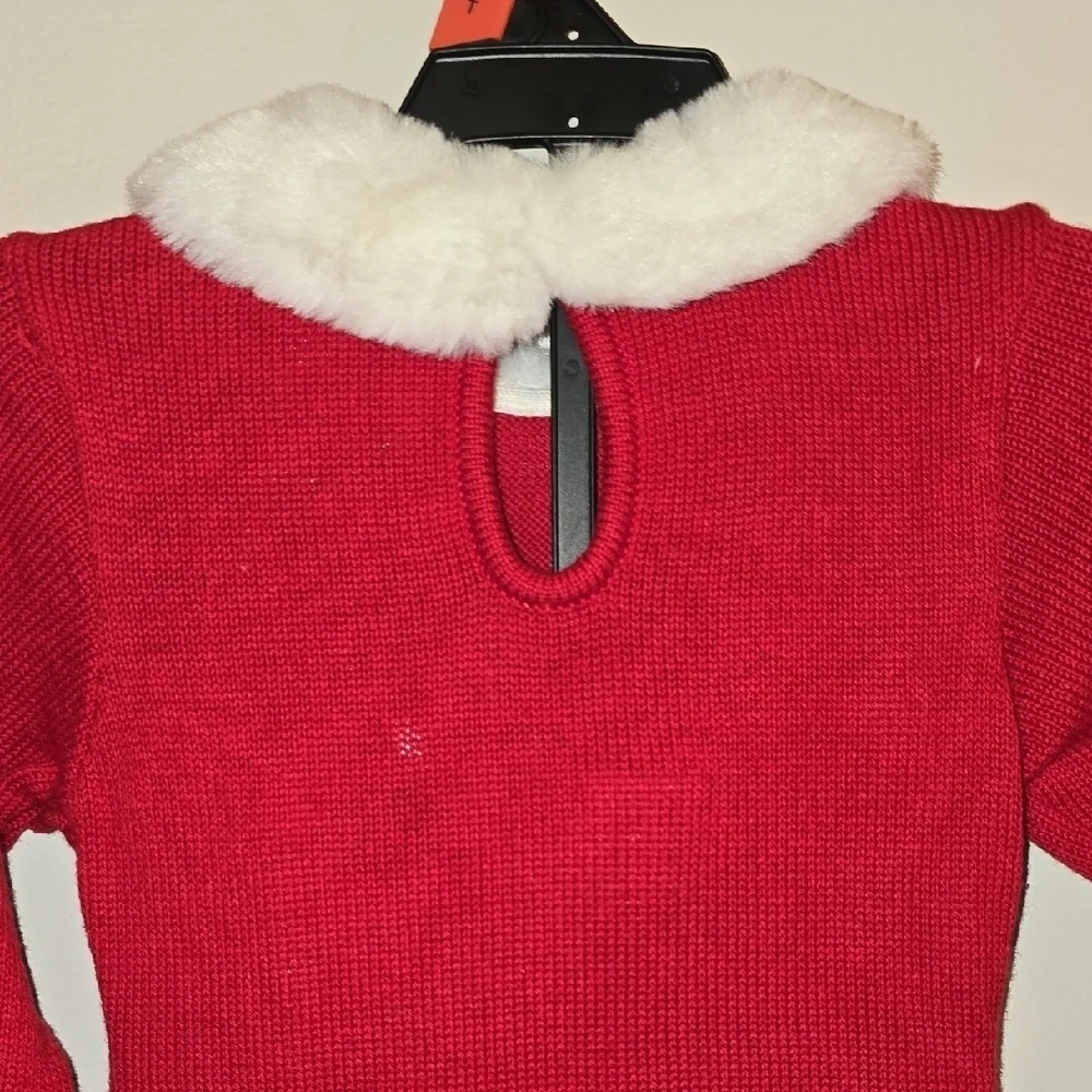 Blueberi Boulevard Festive Red and White Girls Holiday Dress And Tights